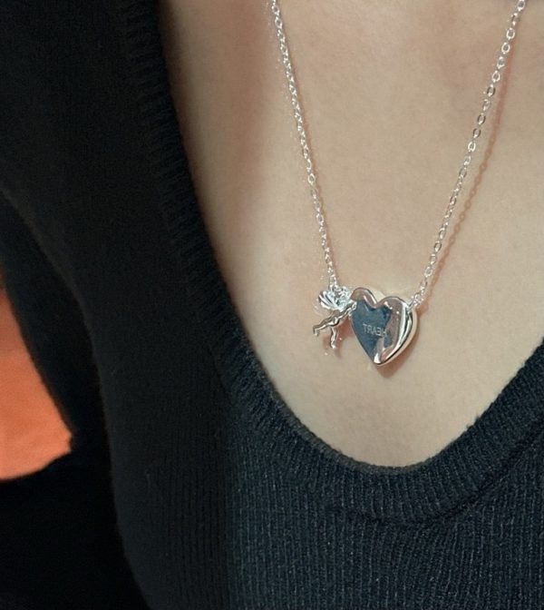 Wholesale 925 Sterling Silver Angel With Love Necklace - Image 5