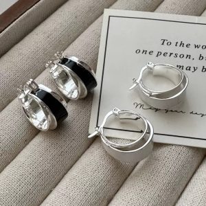 Wholesale 925 Sterling Silver Enamel Hoop Earrings