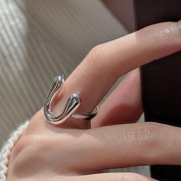 Wholesale 925 Sterling Silver Plain U-shape Ring - Image 4