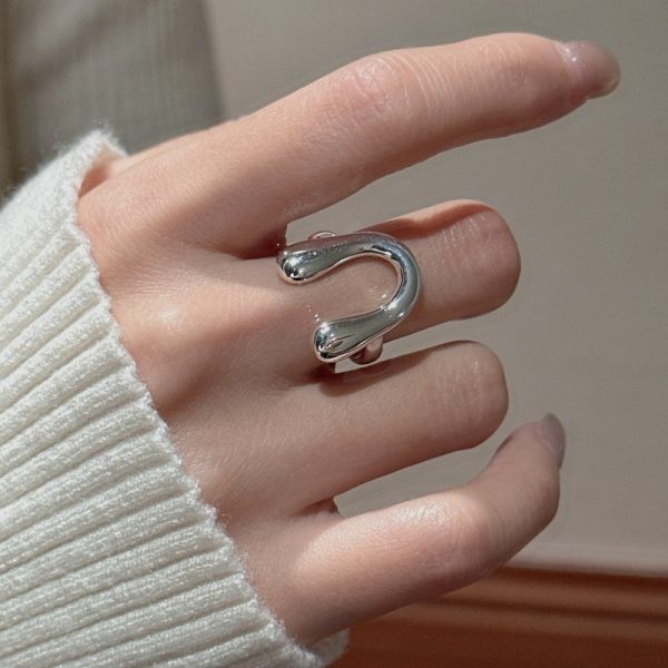 Wholesale 925 Sterling Silver Plain U-shape Ring - Image 5