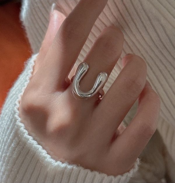 Wholesale 925 Sterling Silver Plain U-shape Ring - Image 6