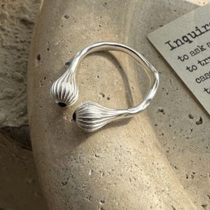 Wholesale 925 Sterling Silver Black Agate Matte Ring