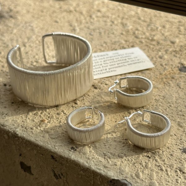 Wholesale 925 Sterling Silver Adjustable Chunky Winding Earrings & Ring & Bangle