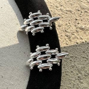 Wholesale 925 Sterling Silver Rhombic Woven Earrings