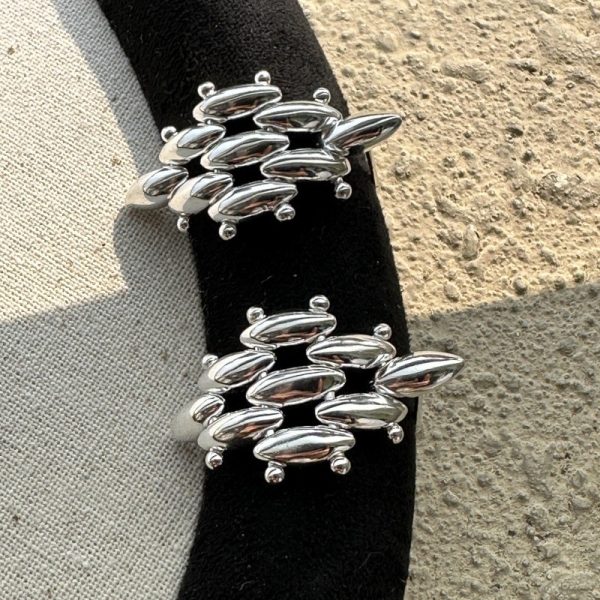 Wholesale 925 Sterling Silver Rhombic Woven Earrings