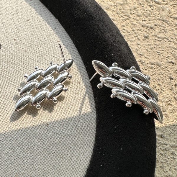 Wholesale 925 Sterling Silver Rhombic Woven Earrings - Image 2