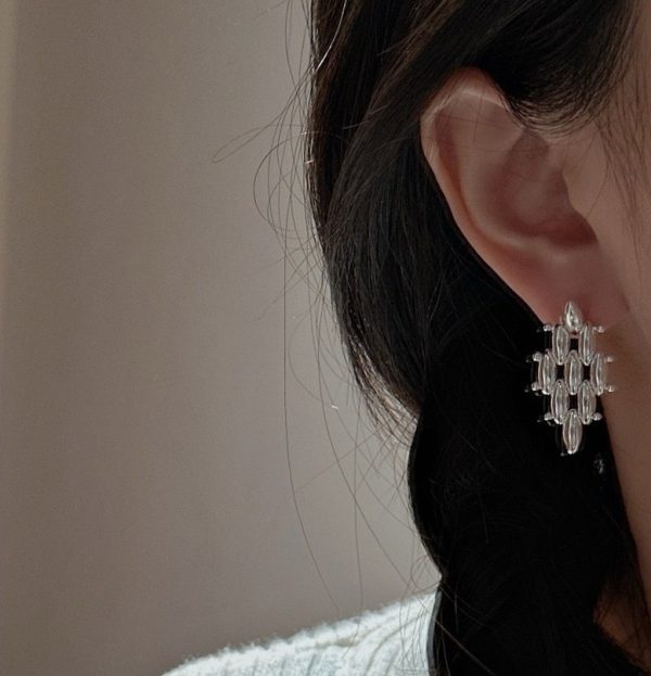 Wholesale 925 Sterling Silver Rhombic Woven Earrings - Image 5