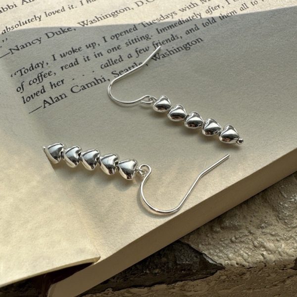 Wholesale 925 Sterling Silver Long Heart Earrings