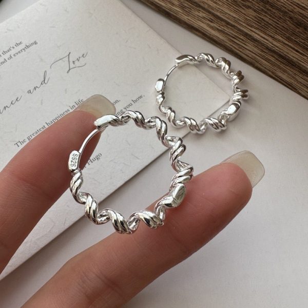 Wholesale 925 Sterling Silver Twisted Hoop Earrings - Image 2