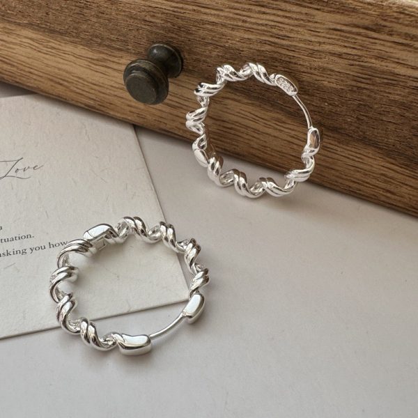 Wholesale 925 Sterling Silver Twisted Hoop Earrings