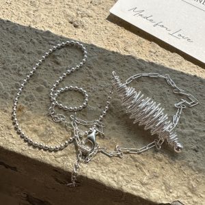 Wholesale 925 Sterling Silver Long Spiral Necklace