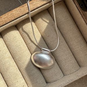 Wholesale 925 Sterling Silver Frosted Oval Necklace