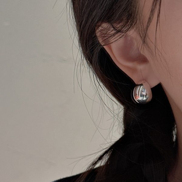 Wholesale 925 Sterling Silver Smooth Oval Stud Earrings - Image 5