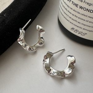 Wholesale 925 Sterling Silver Pleated Stud earrings