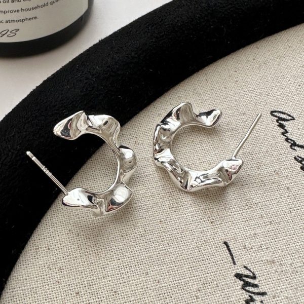 Wholesale 925 Sterling Silver Pleated Stud earrings - Image 2