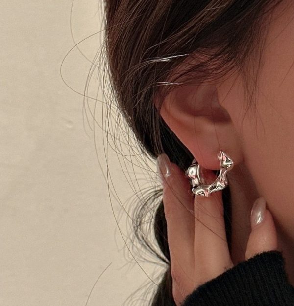 Wholesale 925 Sterling Silver Pleated Stud earrings - Image 5