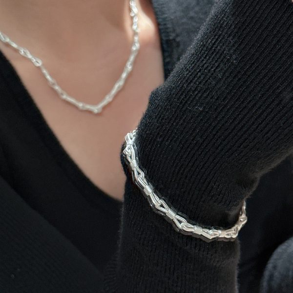 Wholesale 925 Sterling Silver Matte Knot Necklace & Bracelet - Image 6
