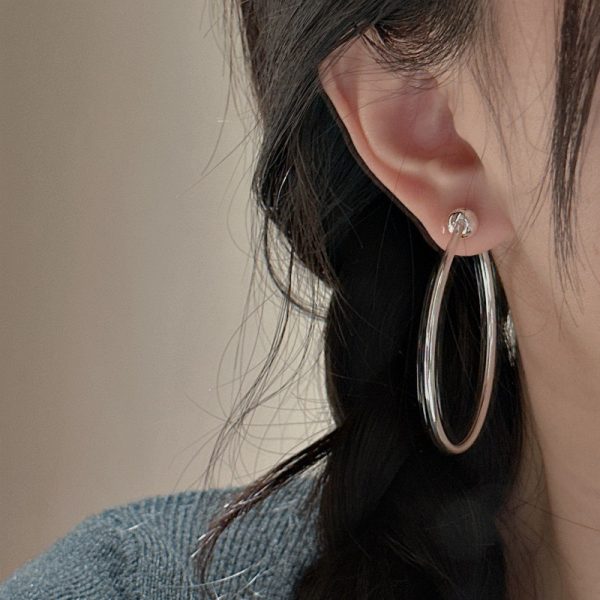 Wholesale 925 Sterling Silver Large Hollow Hoop Earrings - Image 5