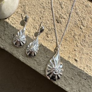Wholesale 925 Sterling Silver Threaded Drop Necklace & Stud Earrings