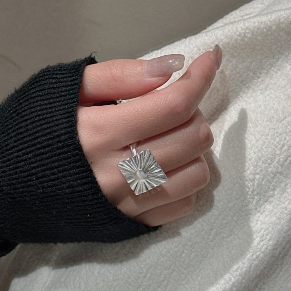 Wholesale 925 Sterling Silver Matte Square Stud Earrings & Ring - Image 4