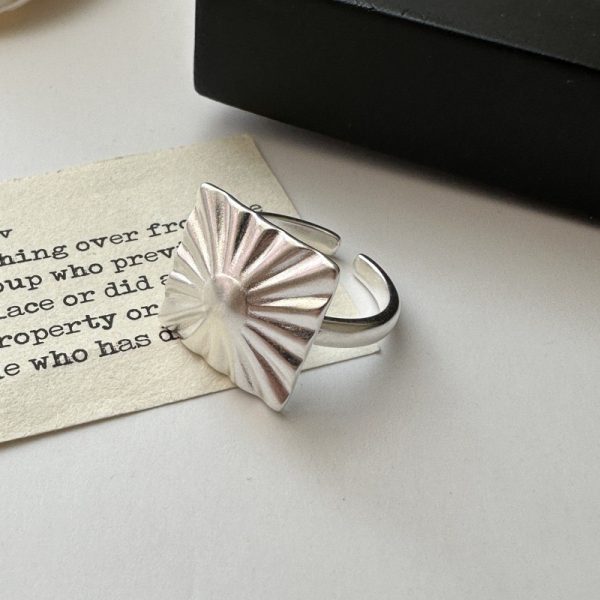 Wholesale 925 Sterling Silver Matte Square Stud Earrings & Ring - Image 2