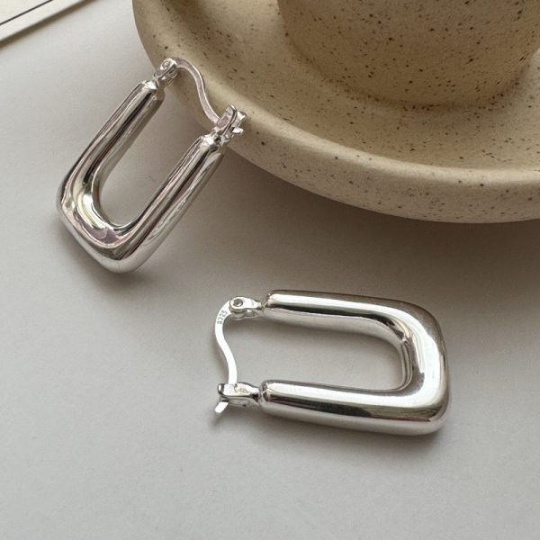 Wholesale 925 Sterling Silver Hollow Rectangular Earrings - Image 3