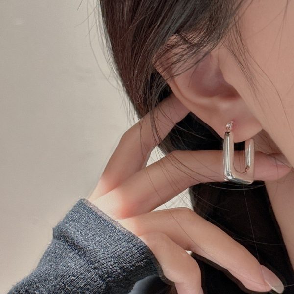 Wholesale 925 Sterling Silver Hollow Rectangular Earrings - Image 5
