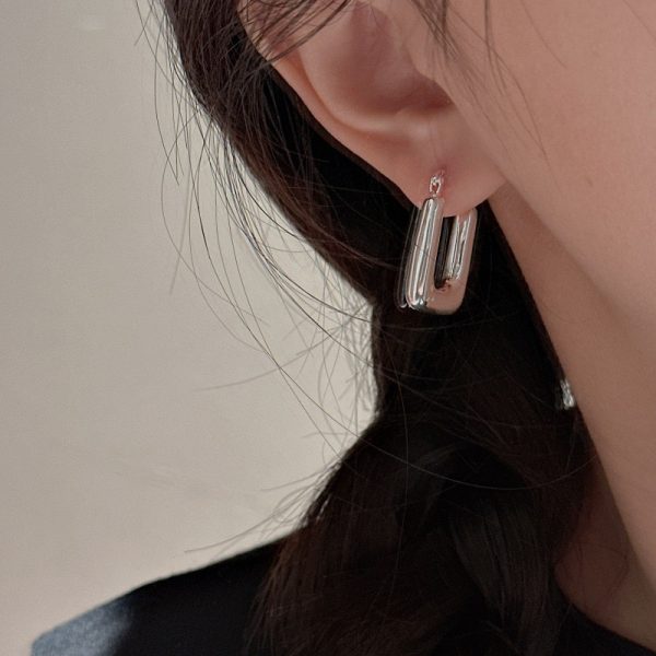 Wholesale 925 Sterling Silver Hollow Rectangular Earrings - Image 6