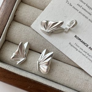 Wholesale 925 Sterling Silver Matte Butterfly Stud Earrings & Pendant