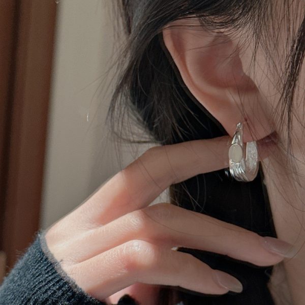 Wholesale 925 Sterling Silver Agate Hoop Earrings - Image 4