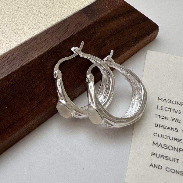 Wholesale 925 Sterling Silver Agate Hoop Earrings - Image 3