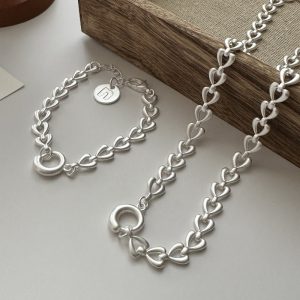 Wholesale 925 Sterling Silver Chunky Love Necklace & Bracelet