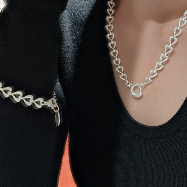Wholesale 925 Sterling Silver Chunky Love Necklace & Bracelet - Image 4