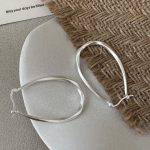 Wholesale 925 Sterling Silver Matte Oval Hoop Earrings