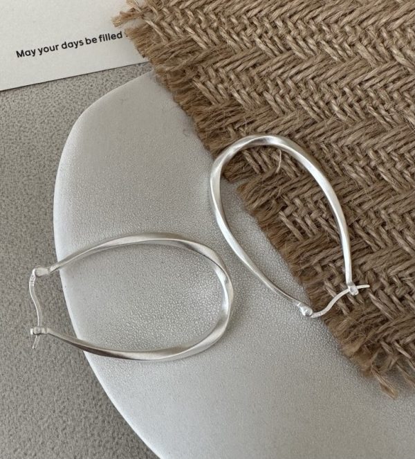 Wholesale 925 Sterling Silver Matte Oval Hoop Earrings