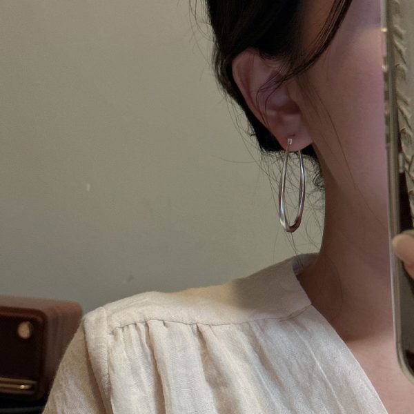 Wholesale 925 Sterling Silver Matte Oval Hoop Earrings - Image 5