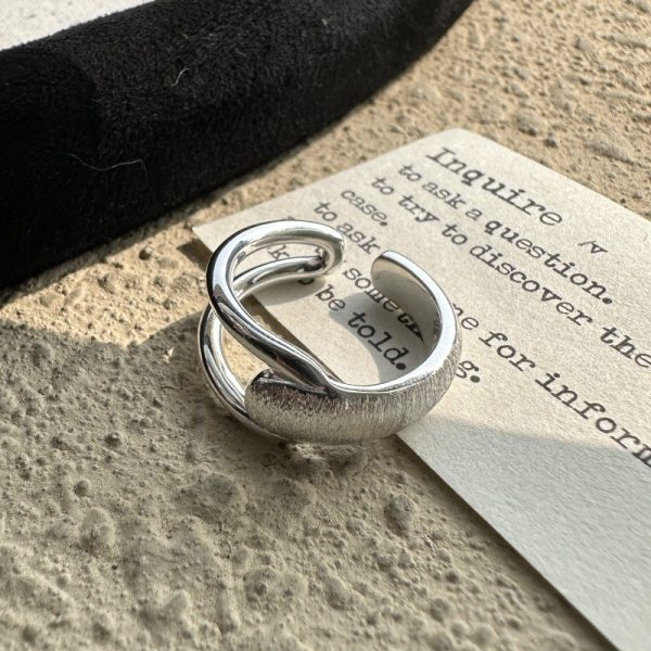 Wholesale 925 Sterling Silver Smooth And Frosted Ring - Image 2
