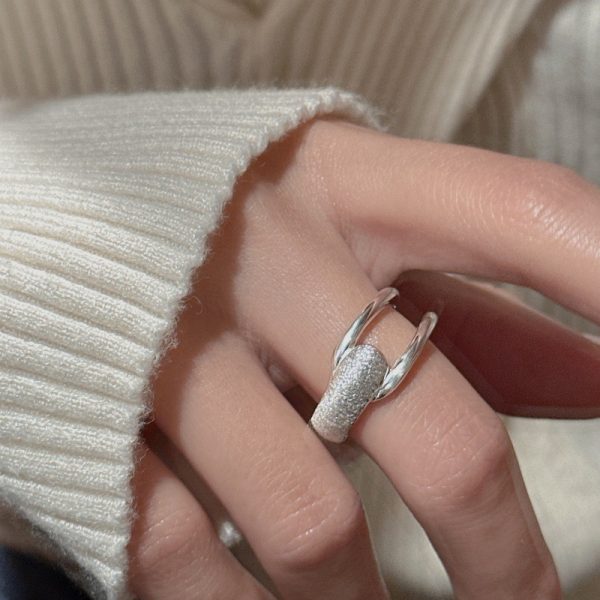 Wholesale 925 Sterling Silver Smooth And Frosted Ring - Image 4