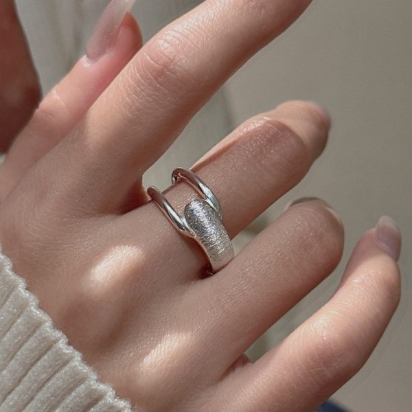 Wholesale 925 Sterling Silver Smooth And Frosted Ring - Image 5