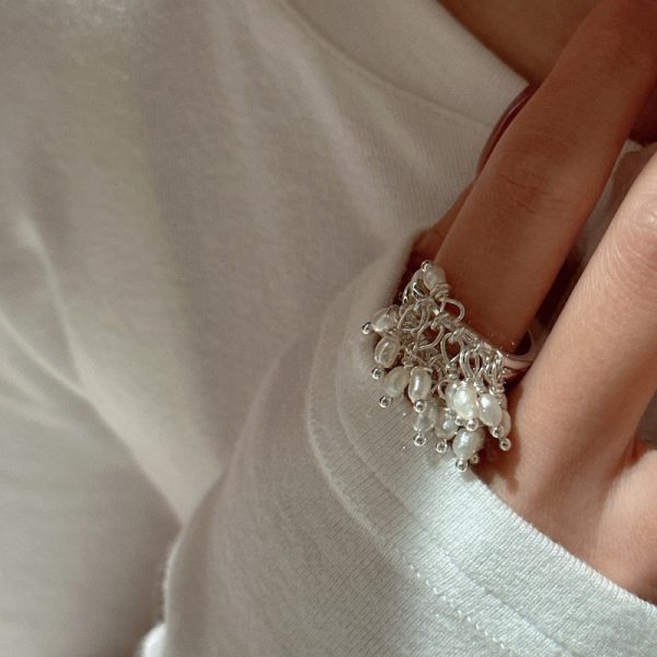 Wholesale 925 Sterling Silver Hanging Pearl Adjustable Ring - Image 6
