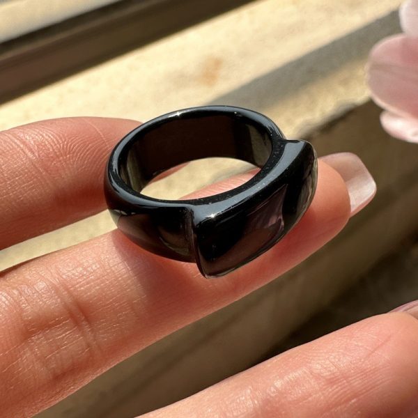 Wholesale Gemstone Black Agate Ring - Image 3