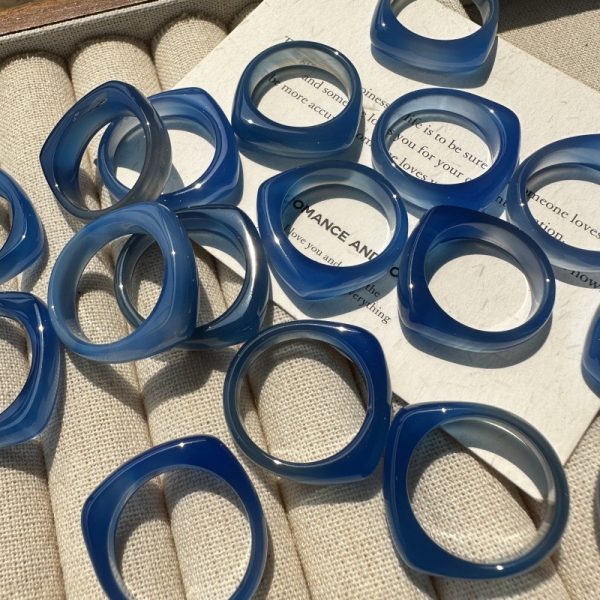 Wholesale Gemstone Blue Agate Ring