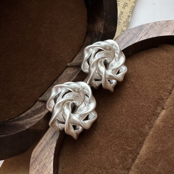 Wholesale 925 Sterling Silver Matte Rose Stud Earrings - Image 2