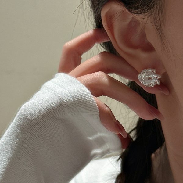 Wholesale 925 Sterling Silver Matte Rose Stud Earrings - Image 6