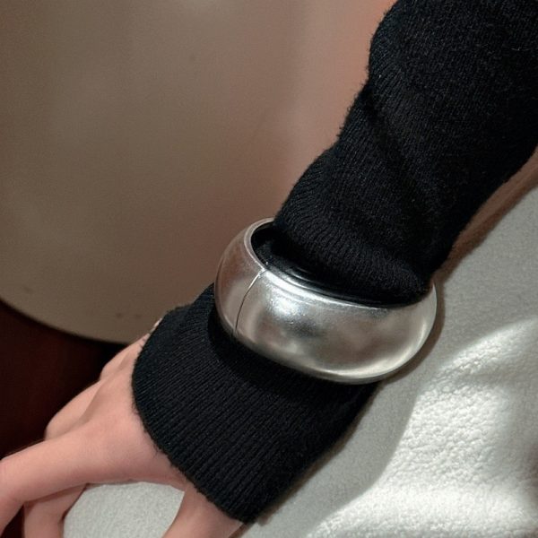 Wholesale 925 Sterling Silver Frosted Chunky Bold Bangle - Image 5