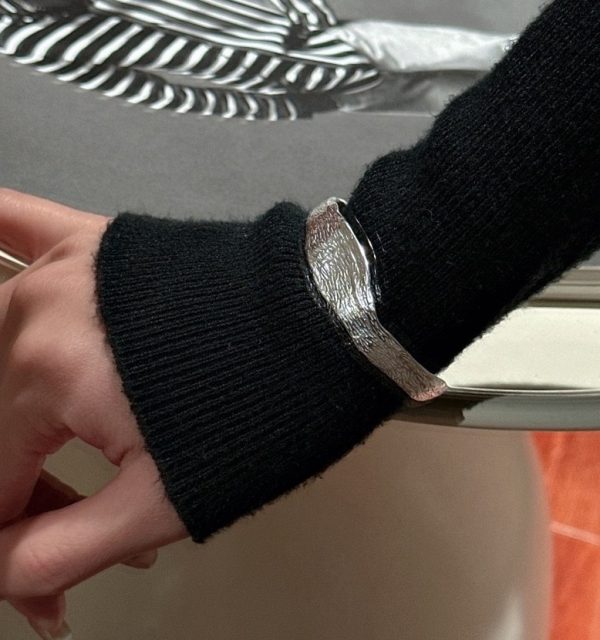Wholesale 925 Sterling Silver Texture wave bracelet Texture Wave Bangle - Image 4