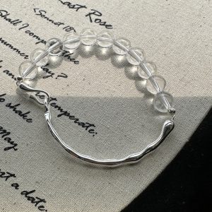 Wholesale 925 Sterling Silver Rock Crystal Quartz Spliced Bracelet