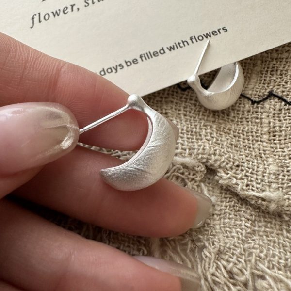 Wholesale 925 Sterling Silver Matte Cambered Earrings - Image 2
