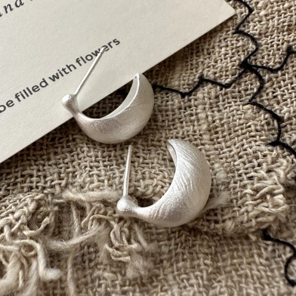 Wholesale 925 Sterling Silver Matte Cambered Earrings - Image 3