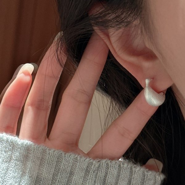 Wholesale 925 Sterling Silver Matte Cambered Earrings - Image 6